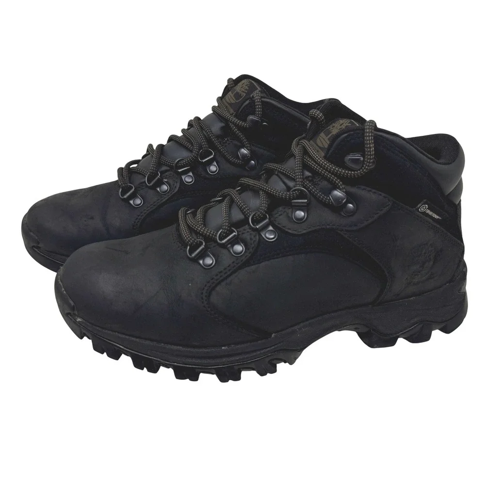 Timberland White Ledge Waterproof Hiking Boots Black Leather A21AC Men's Size 8